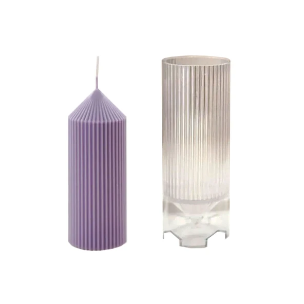 Poli Karbon Sert Plastik  Mum Kalıbı Dik İnce Çizgili 14.7X5.4 CM ürün görseli 1