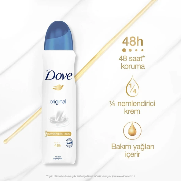 Dove Kadın Sprey Deodorant Original 1/4 Nemlendirici Krem Etkili, 150 ml ürün görseli 1