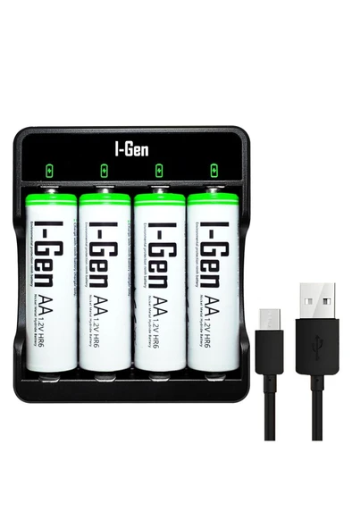 I-Gen G427 4'lü Pil Şarj Aleti + 4 Adet AA 2700 mAh Kalem Pilli Set 1.2V Ni-MH ürün görseli 1