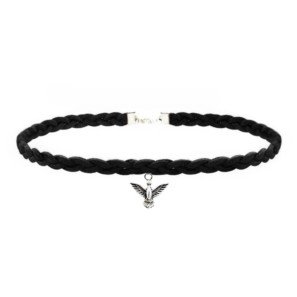 Siyah Süet Saç Örgü Albatros Kuşu Kadın Choker ürün görseli 1