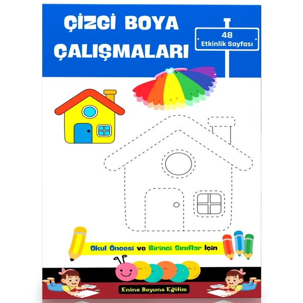 Çizgi Boyama Çalışmaları Kitabı (48 Çizgi BOYAMA Sayfası) ürün görseli 1