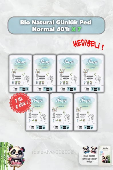 Sleepy Bio Natural Günlük Ped Normal 7 AL 6 ÖDE 40'lı ve Rosie ürün görseli 1