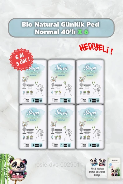Sleepy 6 AL 5 ÖDE Bio Natural Günlük Ped Normal 40'lı ve Rosie ürün görseli 1