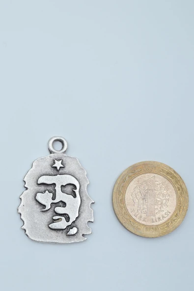 Che Guevara Gümüş Kaplama Kolye Ucu - Resim 3