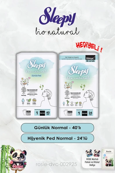 Günlük Ped Normal 40'lı ve Hijyenik Ped Normal 24'lü Bio Natural Sleepy ve Rosie ürün görseli 1