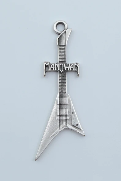 Manowar Elektro Gitar Gümüş Kaplama Kolye Ucu ürün görseli 1