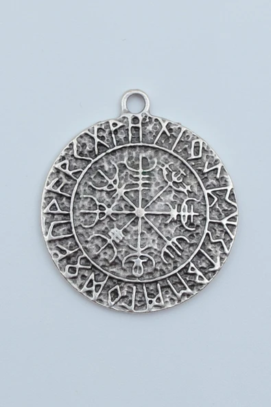 Vegvisir Viking Pusulası Gümüş Kaplama Kolye Ucu ürün görseli 1