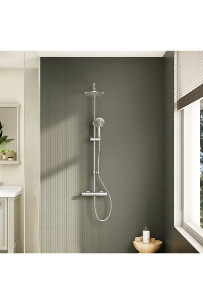 VitrA AquaHeat Bliss 240 A47205 2F Termostatik Duş Sistemi, Krom ürün görseli 1