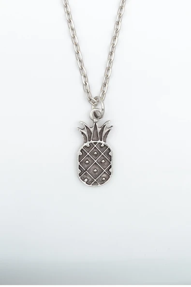 Ananas Gümüş Kaplama Düz Zincir Kolye ürün görseli 1
