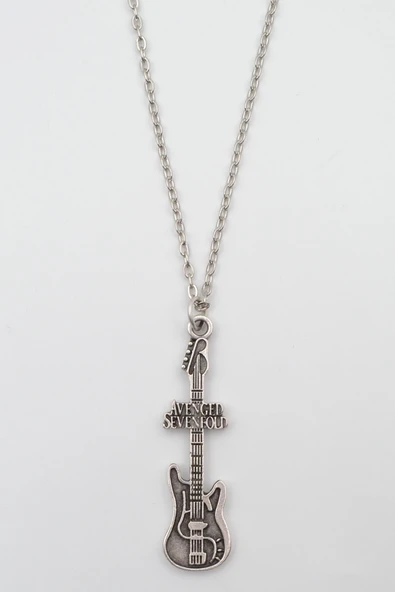 Avenged Sevenfold Elektro Gitar Gümüş Kaplama Düz Zincir Kolye ürün görseli 1