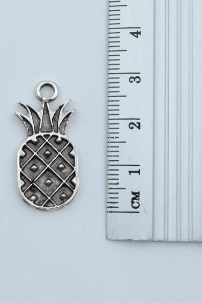 Ananas Gümüş Kaplama Deri İp Kolye - Resim 3