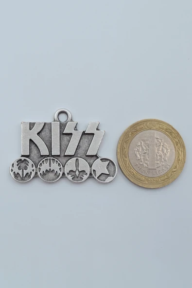 Kiss Gümüş Kaplama Deri İp Kolye - Resim 4