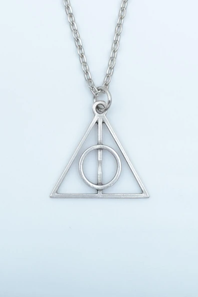 Harry Potter Ölüm Yadigarları Üçgen Gümüş Kaplama Düz Zincir Kolye ürün görseli 1