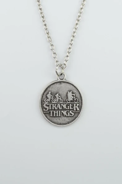 Stranger Things  Gümüş Kaplama Düz Zincir Kolye ürün görseli 1