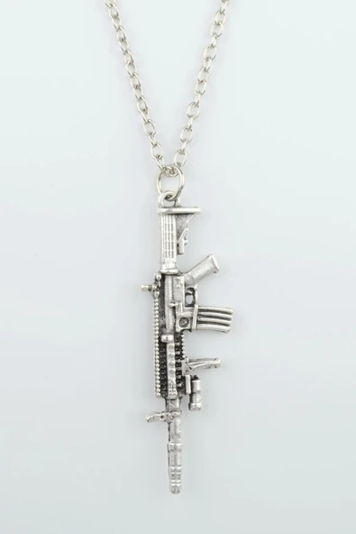 M4 Silah - Pubg Gümüş Kaplama Düz Zincir Kolye ürün görseli 1