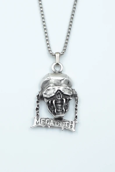 Megadeth Gümüş Kaplama Örme Zincir Kolye ürün görseli 1