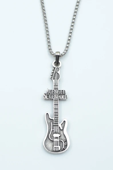 Avenged Sevenfold Elektro Gitar Gümüş Kaplama Örme Zincir Kolye ürün görseli 1