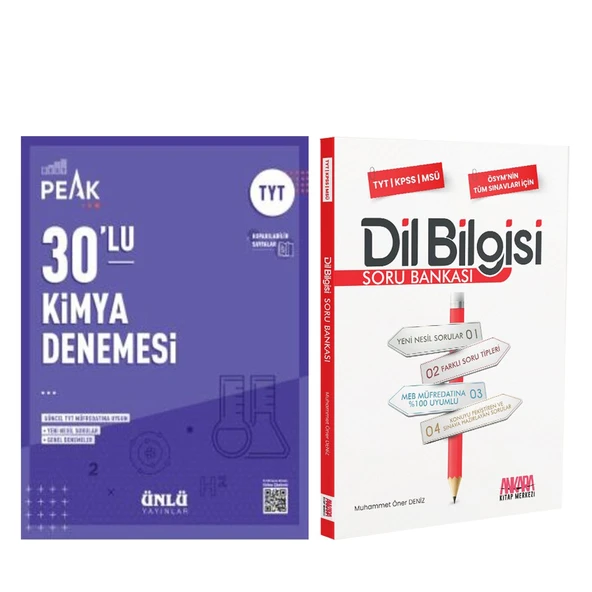 Ünlü Yayıncılık TYT Kimya Best Peak 30 lu Denemesi ve AKM Dil Bilgisi Soru Bankası Seti 2 Kitap ürün görseli 1