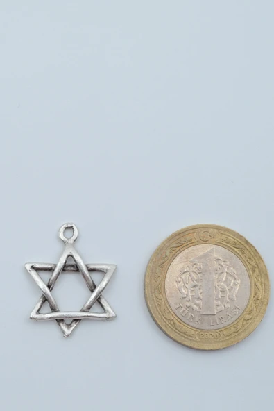 Minimal Pentagram Gümüş Kaplama Örme Zincir Kolye - Resim 4