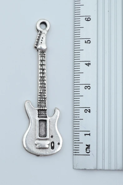 Elektro Gitar Gümüş Kaplama Örme Zincir Kolye - Resim 3