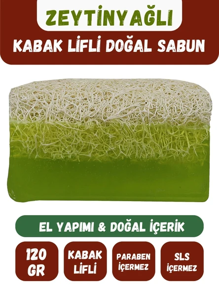 Kabak Lifli ZEYTİNYAĞI Özlü Doğal Sabun (120 gr) - Bialife ürün görseli 1