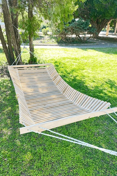 Doğal Ahşap Hamak Katlanabilir, Ergonomik Tasarım, Konforlu ve Dayanıklı, 110 Kg Taşıma Kapasiteli ürün görseli 1