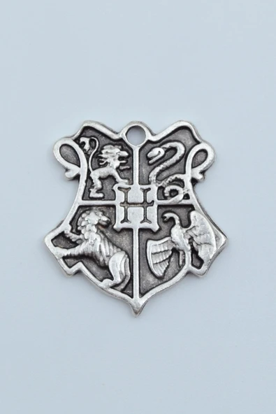 Harry Potter Hogwarts Sembol Gümüş Kaplama Kolye Ucu ürün görseli 1