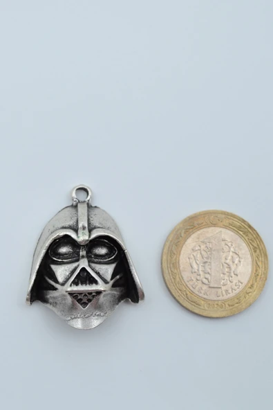 Star Wars - Darth Vader Gümüş Kaplama Örme Zincir Kolye - Resim 4