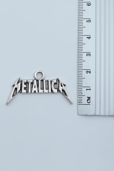 Metallica Gümüş Kaplama Örme Zincir Kolye - Resim 3