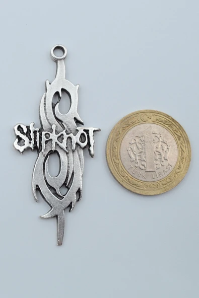 Slipknot Gümüş Kaplama Örme Zincir Kolye - Resim 4