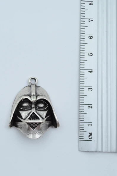 Star Wars - Darth Vader Gümüş Kaplama Örme Zincir Kolye - Resim 3