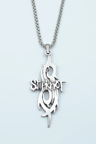 Slipknot Gümüş Kaplama Örme Zincir Kolye ürün görseli 1