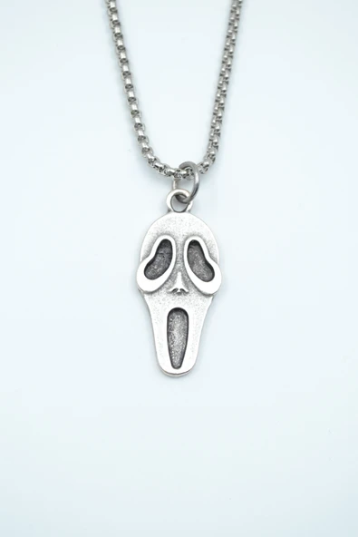 Scream - Çığlık Gümüş Kaplama Örme Zincir Kolye ürün görseli 1