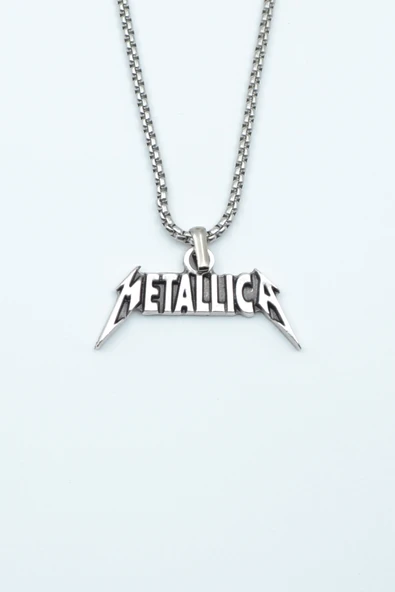 Metallica Gümüş Kaplama Örme Zincir Kolye ürün görseli 1