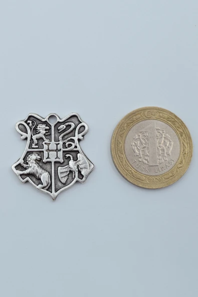 Harry Potter Hogwarts Sembol Gümüş Kaplama Örme Zincir Kolye - Resim 4