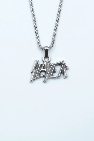 Slayer Gümüş Kaplama Örme Zincir Kolye ürün görseli 1