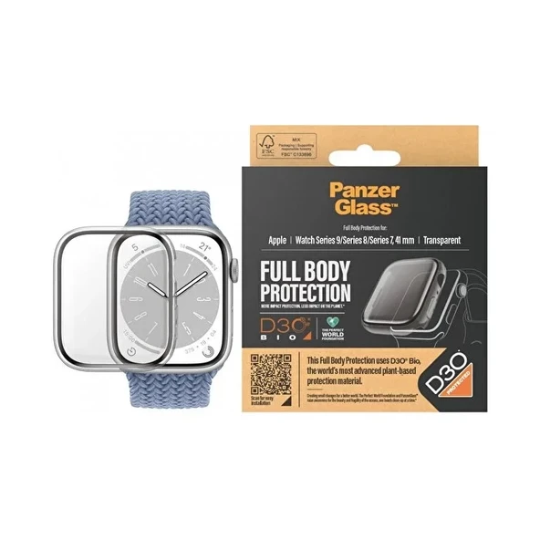 PanzerGlass FullBody Apple Watch 9 41mm Clear D3O Şeffaf Ekran Koruyucu ürün görseli 1