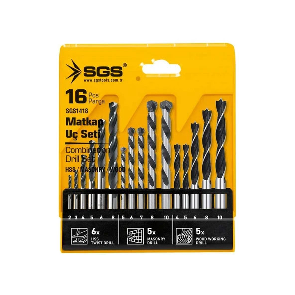 Sgs 1418 Ahşap Metal Beton Matkap Ucu Seti 16 Parça ürün görseli 1