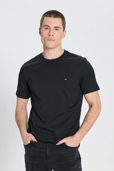 Small Logo Bisiklet Yaka T-shirt Siyah Siyah M ürün görseli 1