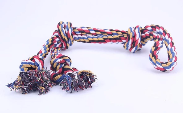 Düğümlü Renkli Diş İpi Köpek Oyuncağı 57 cm ürün görseli 1