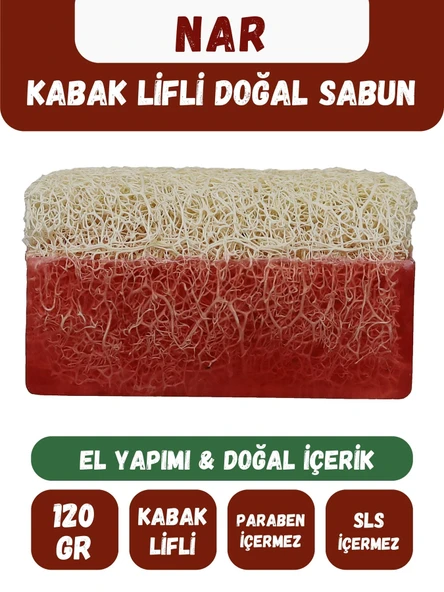 Doğal Kabak Lifli NAR Özlü Doğal Sabun (120 Gr) - Bialife ürün görseli 1