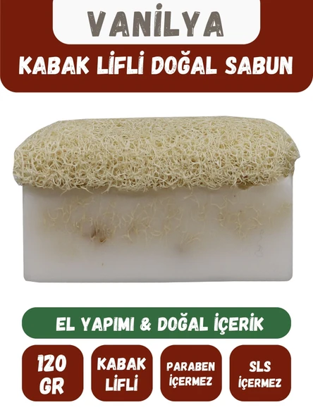 Doğal Kabak Lifli VANİLYA - SHEA BUTTER Özlü Doğal Sabun (120 Gr) - Bialife ürün görseli 1