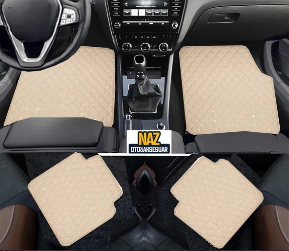 BMW X6 2008-2015 Uyumlu Bej Dikişli Bej Deri Paspas ürün görseli 1