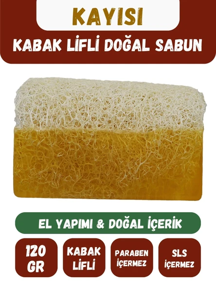 Doğal Kabak Lifli KAYISI Özlü Doğal Sabun (120 Gr) - Bialife ürün görseli 1