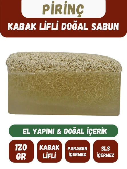 Doğal Kabak Lifli PİRİNÇ Özlü Doğal Sabun (120 Gr) - Bialife ürün görseli 1