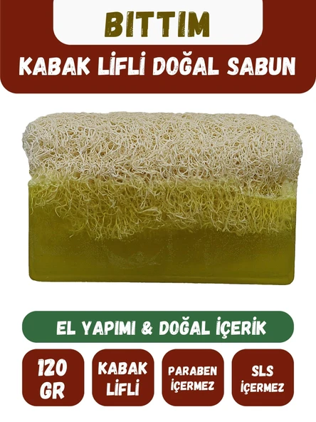 Doğal Kabak Lifli BITTIM Özlü Doğal Sabun (120 Gr) - Bialife ürün görseli 1