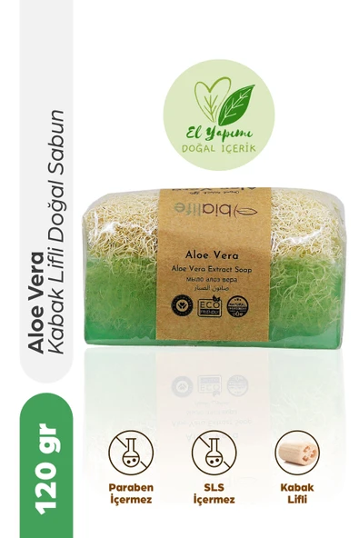 Doğal Kabak Lifli ALOE VERA Özlü Doğal Sabun (120 Gr) - Bialife ürün görseli 1