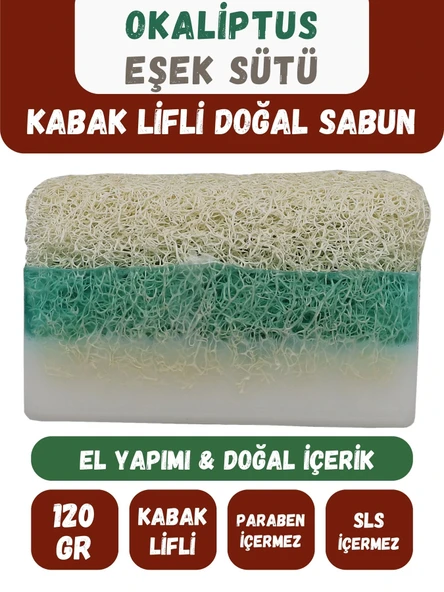 Doğal Kabak Lifli OKALİPTUS & EŞEK SÜTÜ Özlü Doğal Sabun (120 Gr) - Bialife ürün görseli 1