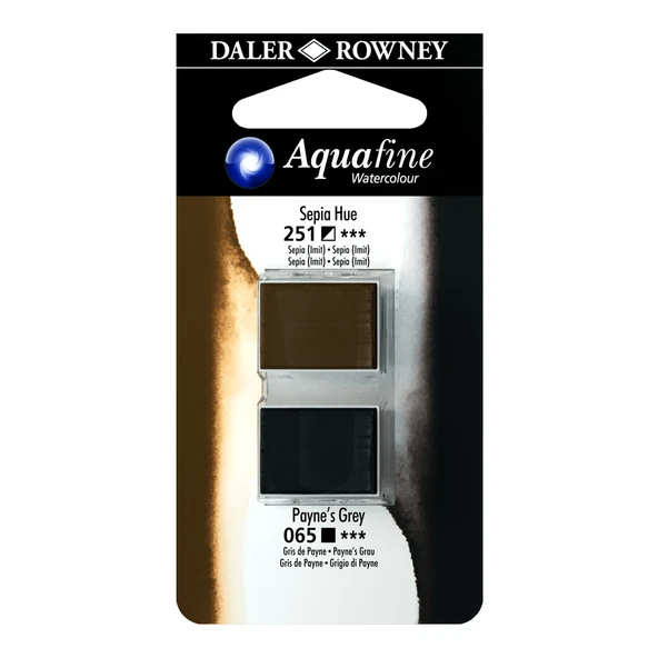 Daler Rowney Aquafine Sulu Boya Tablet 2’li Sepia Hue/Payne’s Grey ürün görseli 1