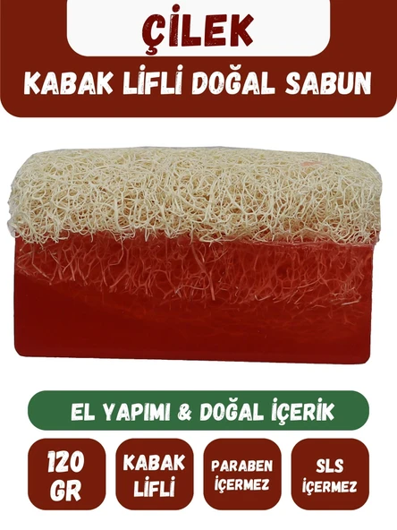 Doğal Kabak Lifli ÇİLEK Özlü Doğal Sabun (120 Gr) - Bialife ürün görseli 1